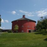A magnificently round, red barn
